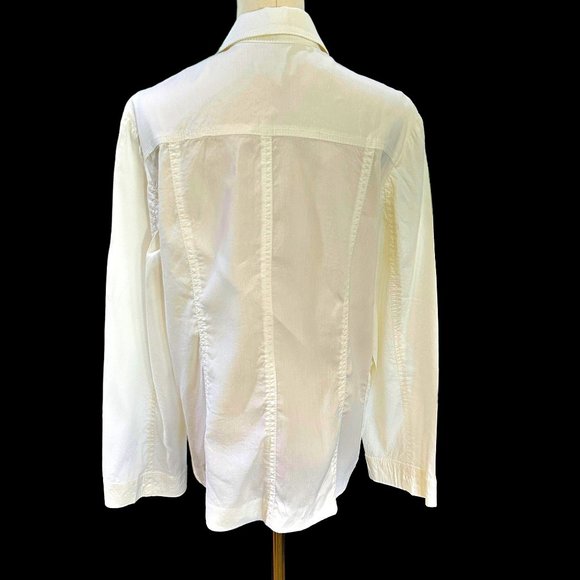 Coldwater Creek Lightweight Jacket Size 14 White Blazer Snap Front Shacket EUC - Picture 6 of 10